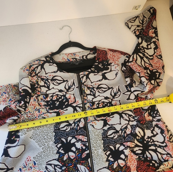 BRYN WALKER Floral Print Zip Front Coat Jacket Blazer Pockets Size XL Office - Picture 9 of 11